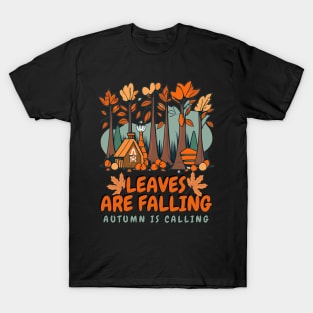 "Leaves are falling; Autumn is calling" design T-Shirt